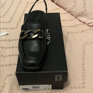 Naturalizer Black Loafers with Gold Chain